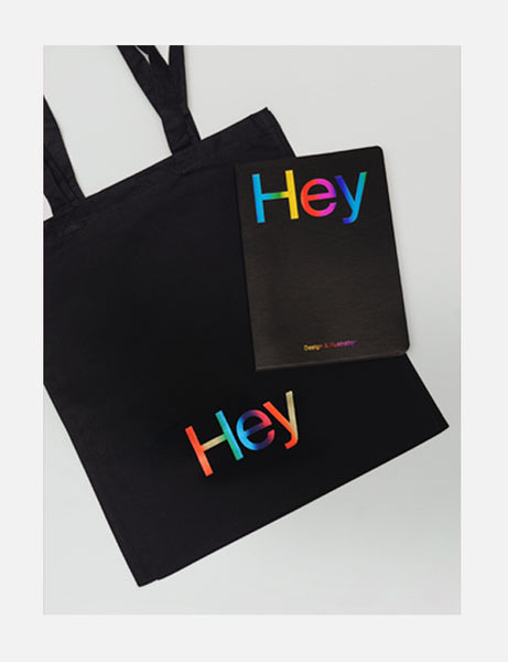 Hey: Design & Illustration + Rainbow Foil Tote Bag